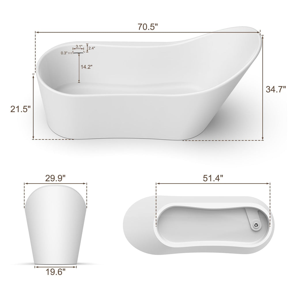 61''Stone Resin Freestanding Bathtub,Solid Surface Soaking Tub with Deep Bath Design, Modern Oval Free Standing Tub with Integrated Drain & Hidden Overflow, Starry Gray