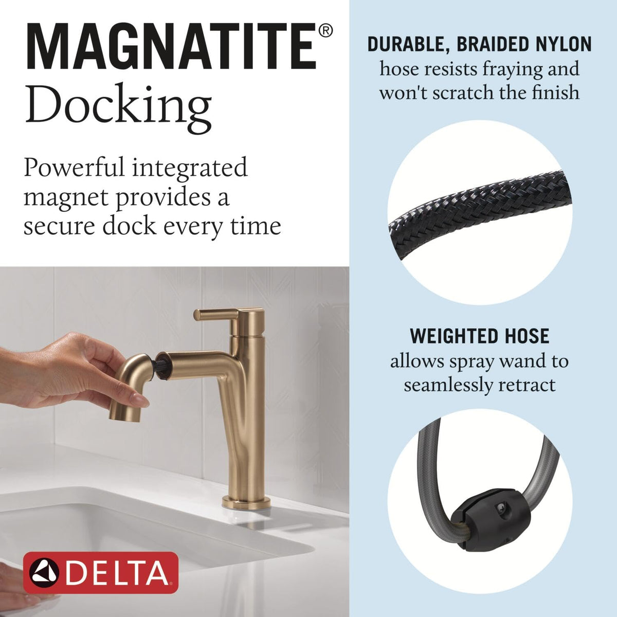 Delta Nicoli Brushed Gold Bathroom Faucet 1 Hole, Single Hole Bathroom Sink Faucet for Vanity, Push-Pop Drain Assembly, Champagne Bronze 15849LF-CZ