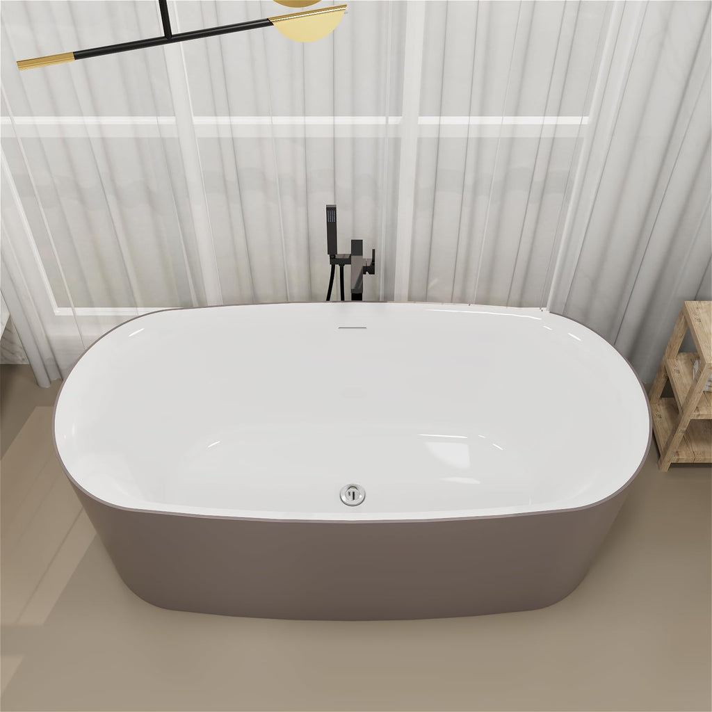 59" Acrylic Freestanding Bathtub,Double Ended,Lozenge Texture,Black