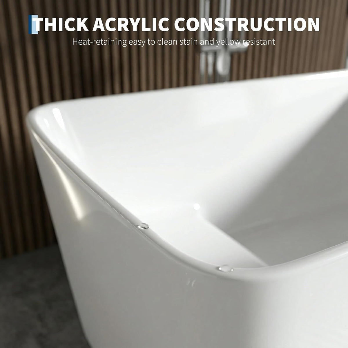 67'' Acrylic Freestanding Bathtub, Extra-Deep Soaking Free Standing Tub for Luxurious Bathing Experience, with Chrome Drain, for Main Bathroom, Black & White