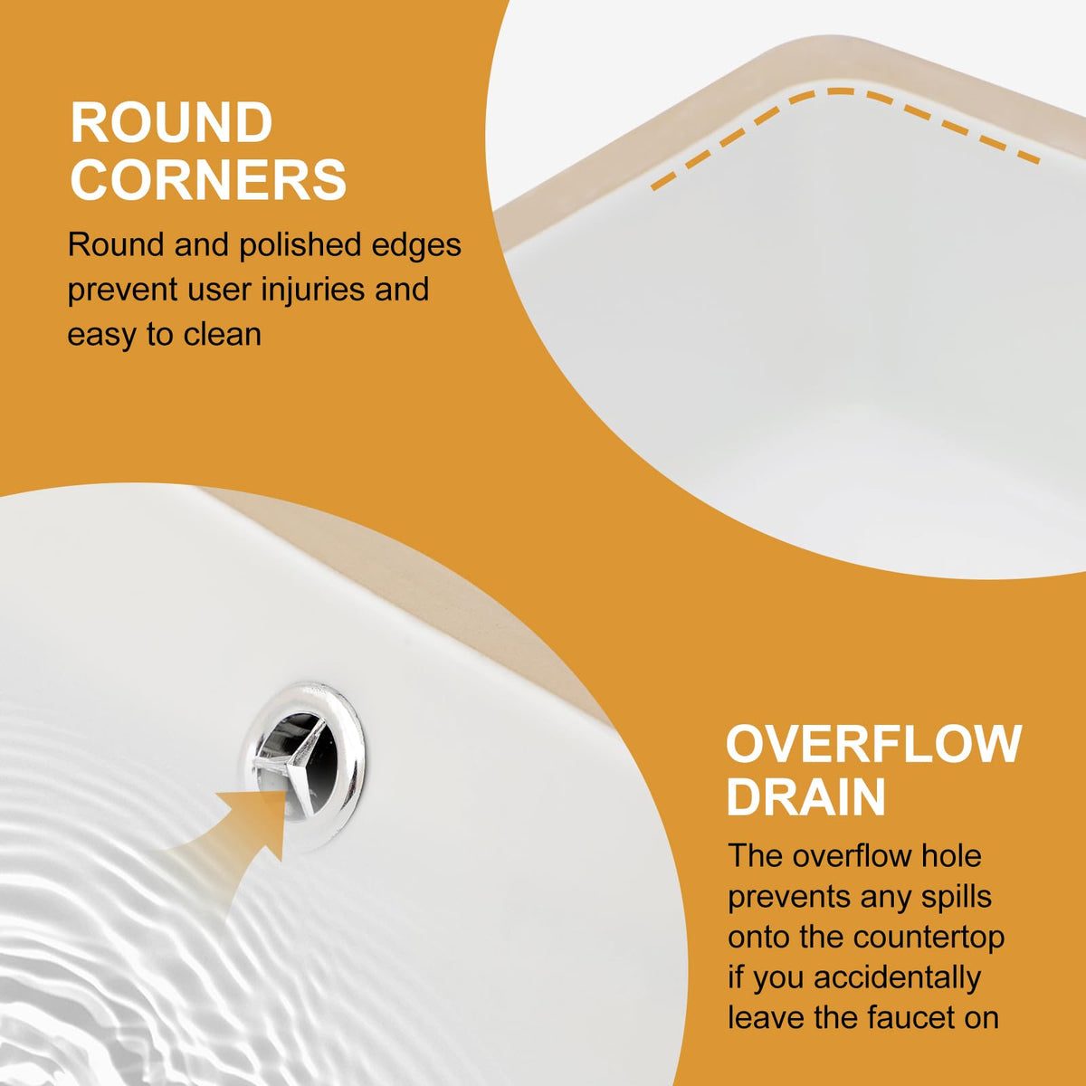 Mocoloo Bathroom Sink Undermount 22"x16" White Rectangle Porcelain Sink with Vertical Sides and Overflow Drain Under Counter Mount Ceramic Lavatory Vanity Sinks for Bathroom Interior Size 19 x 13