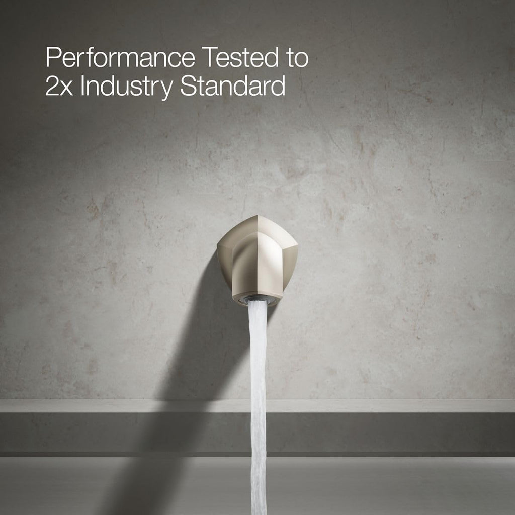 KOHLER 27115-2MB Occasion Wall-Mount 12" Bath Spout, Nondiverter Bathtub Spout with Slip-Fit Connection, Vibrant Brushed Moderne Brass