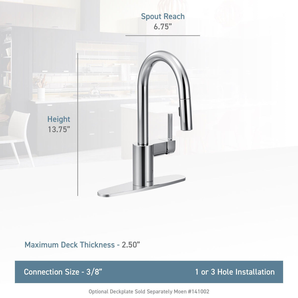 Moen Align Spot Resist Stainless One-Handle Modern Pulldown Bar Faucet with Power Clean and Reflex Docking System, 5965SRS
