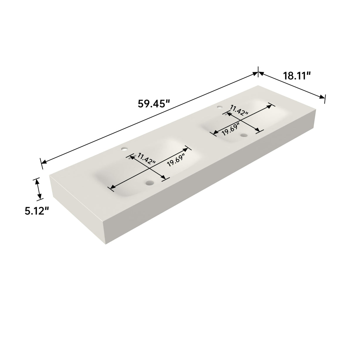 47" Wall Mount Sink, Artificial Stone Bathroom Sink, Single Hole