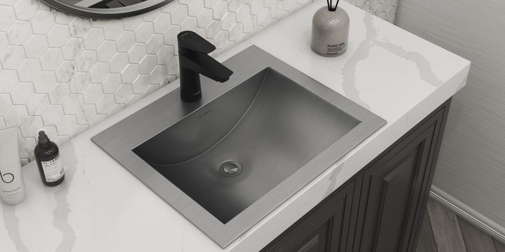 Ruvati 16x11-in Gunmetal Black 16-Gauge Bathroom Sink - RVH6107BL