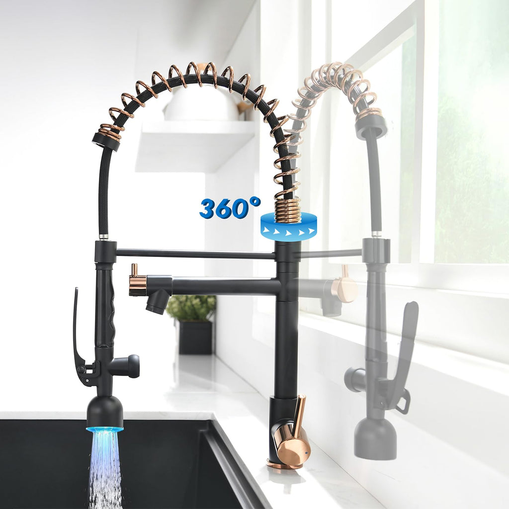Fapully Black Kitchen Faucet,Commercial Pull Down Kitchen Sink Faucet