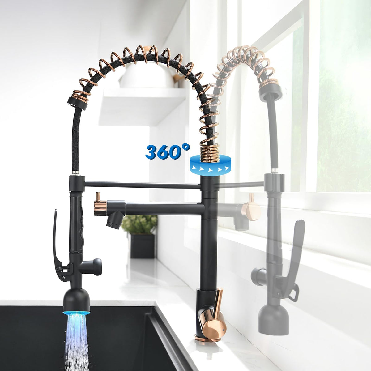 Fapully Black Kitchen Faucet,Commercial Pull Down Kitchen Sink Faucet