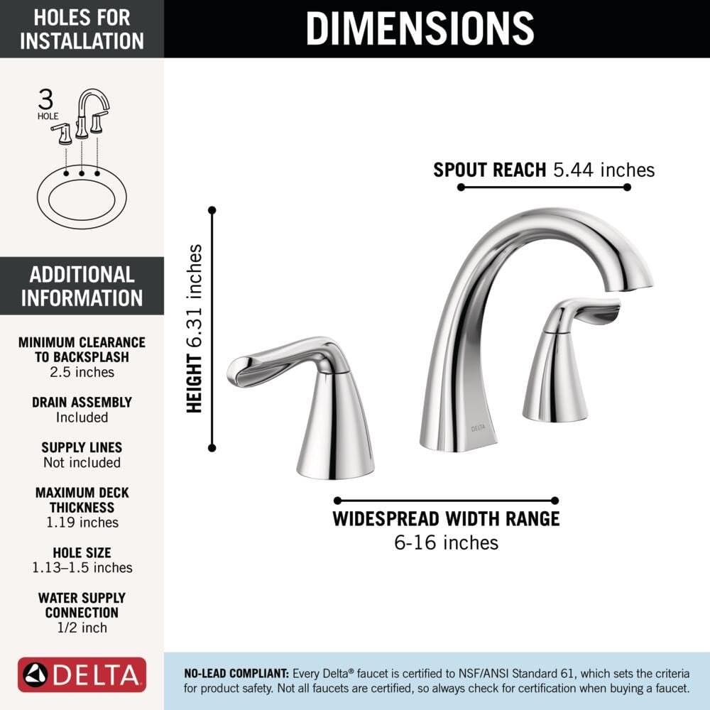 Delta Arvo Brushed Gold Faucet 3 Hole, 8 Inch Widespread Bathroom Sink Faucet for Vanity, Push-Pop Drain Assembly, Champagne Bronze 35840LF-CZ