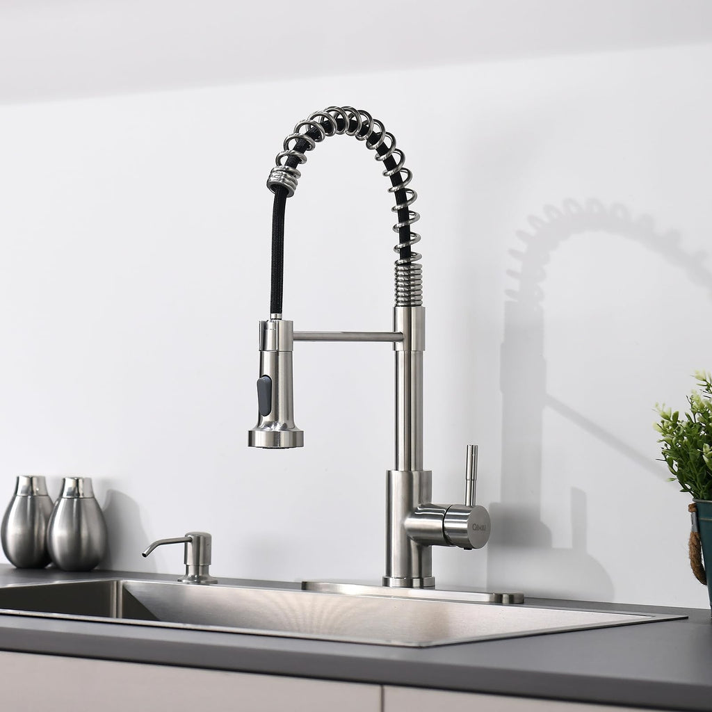GIMILI Matte Black Touchless Kitchen Faucet with Spring Pull Down Sprayer