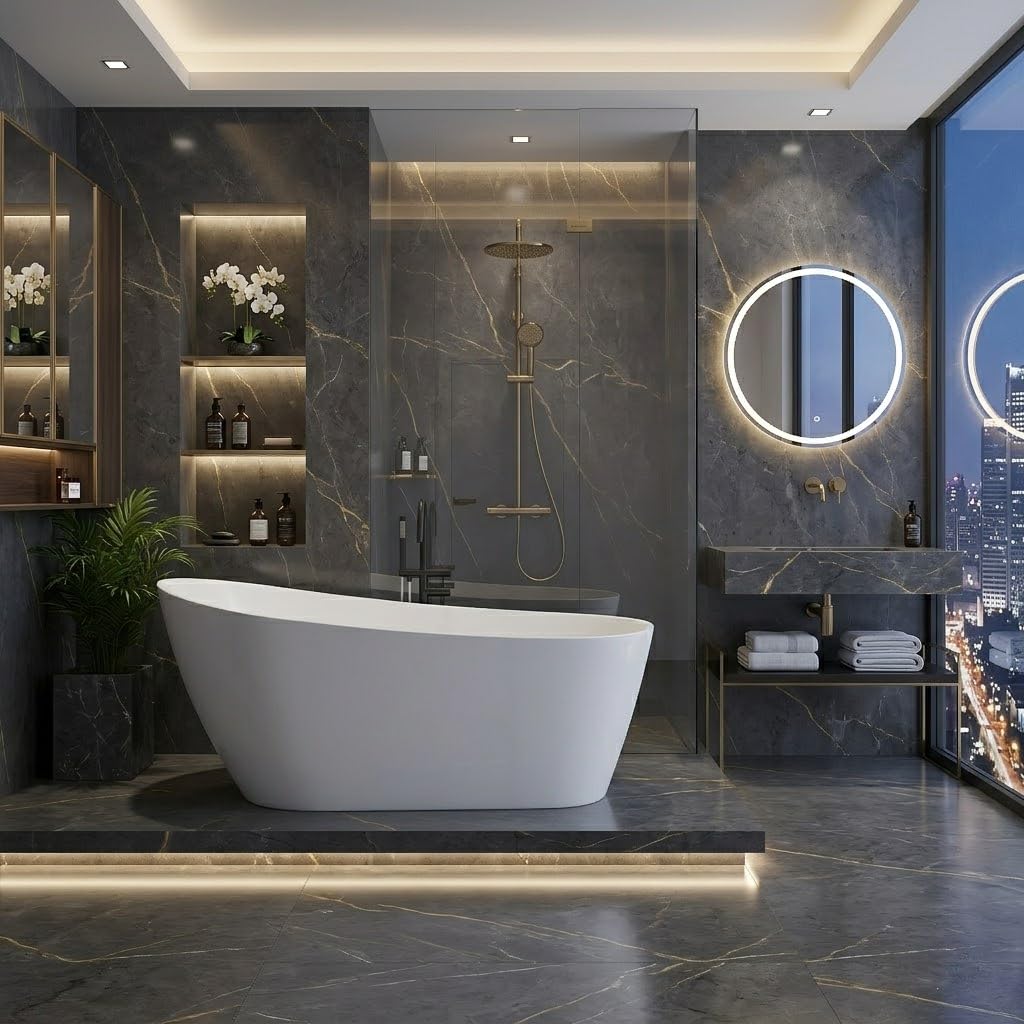 Freestanding Bathtub 59 inch Acrylic Free Standing Tub 59 Inch, Free Standing Tub with Chrome Drain & Overflow, Ergonomic Stand Alone Tub for Small Bathroom or Home Spa
