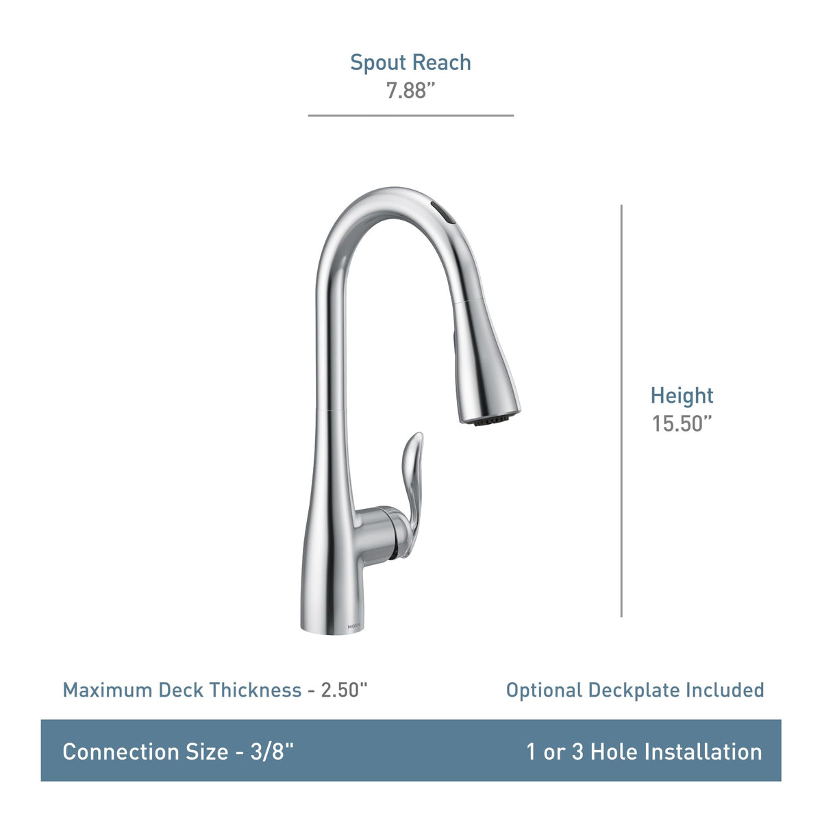 Moen Arbor Spot Resist Stainless One-Handle Pulldown Kitchen Faucet with Sprayer and a Reflex Docking System, Kitchen Sink Faucet Featuring Power Boost for a Faster Clean, 7594SRS