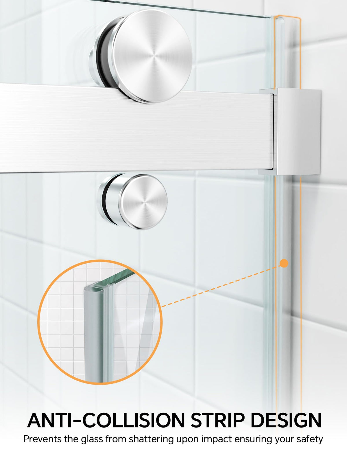 Frameless Bathtub Shower Door 56-60" W x 57" H, Brushed Nickel
