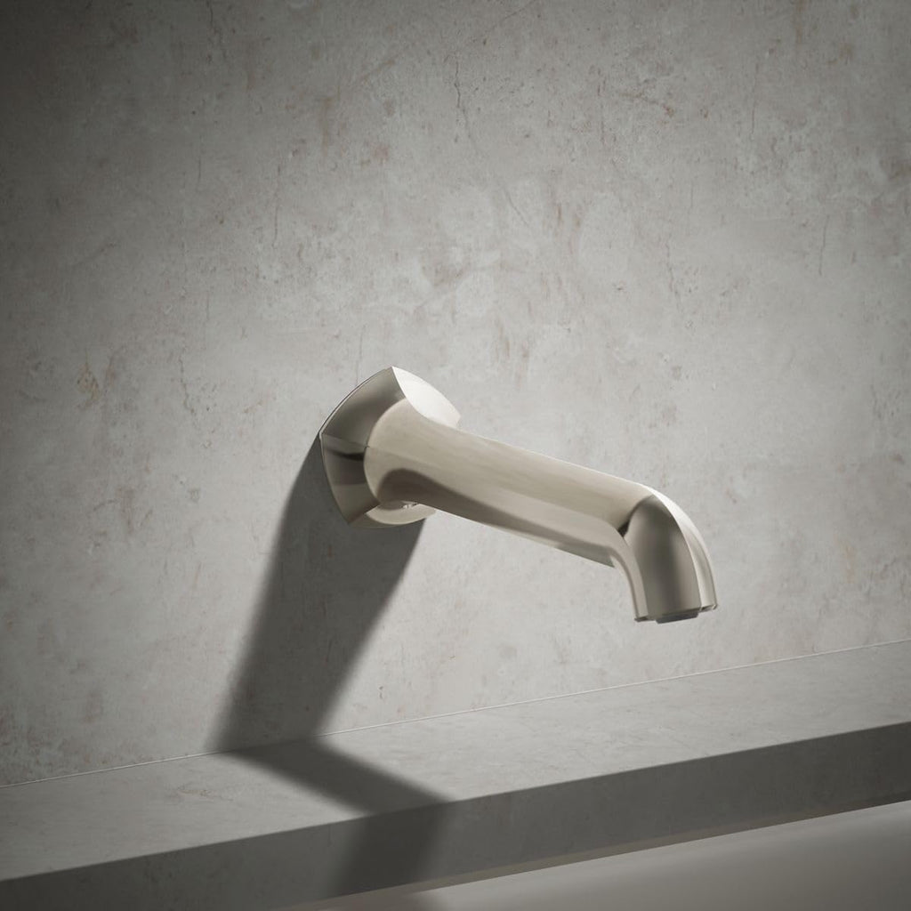 KOHLER 27115-2MB Occasion Wall-Mount 12" Bath Spout, Nondiverter Bathtub Spout with Slip-Fit Connection, Vibrant Brushed Moderne Brass