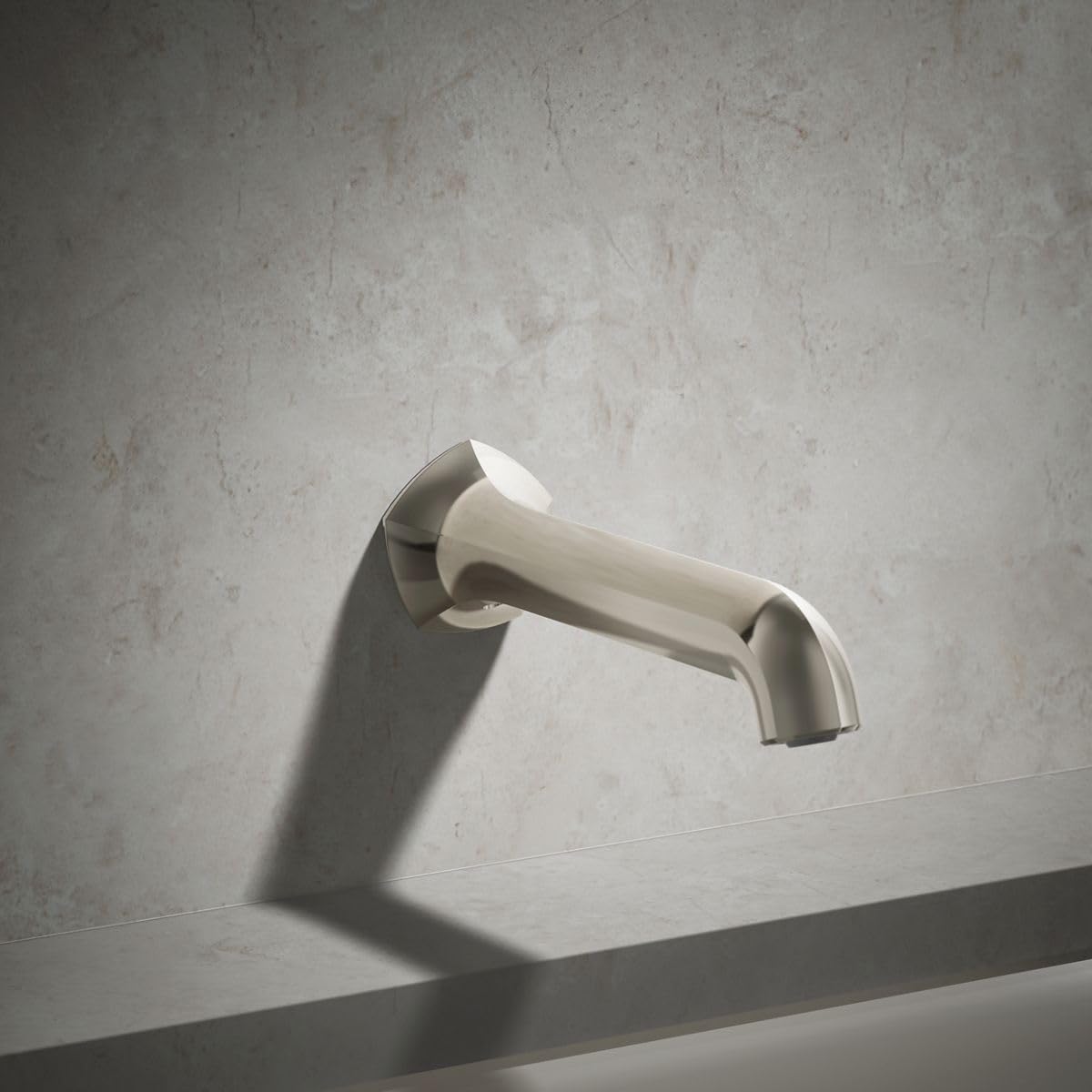 KOHLER 27115-2MB Occasion Wall-Mount 12" Bath Spout, Nondiverter Bathtub Spout with Slip-Fit Connection, Vibrant Brushed Moderne Brass