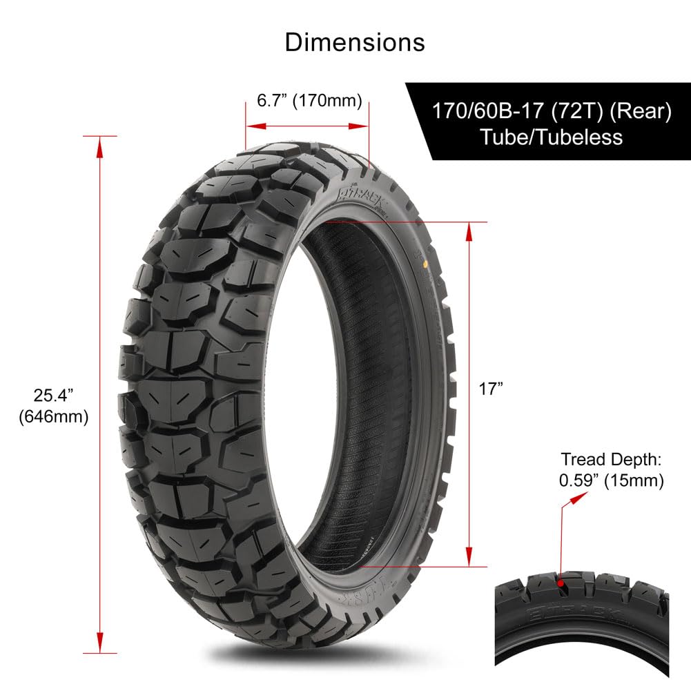 Tusk 2Track Adventure Motorcycle Tire Set ¨C 90/90-21 Front & 130/80-17 Rear ¨C Dual-Sport Off-Road Tires