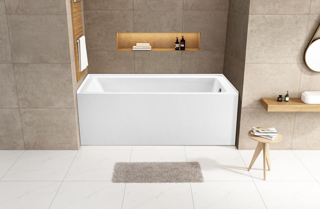 Aqua Eden VTAP603222R 60-Inch Acrylic 3-Wall Alcove Tub with Right Hand Drain Hole, White