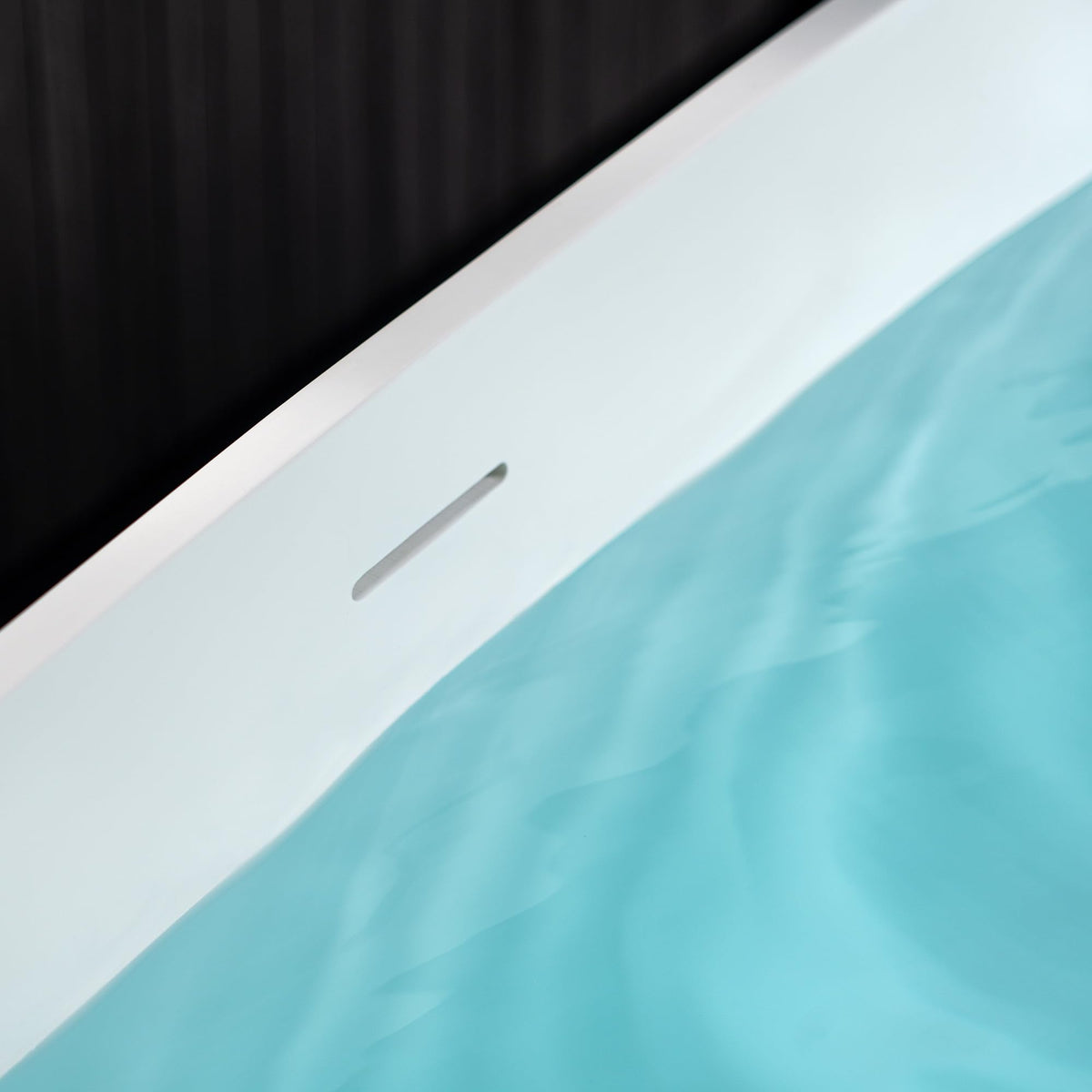 WOODBRIDGE 59" Stone Resin Freestanding Soaking Tub, Modern Oval Solid Surface Bathtub with Integrated Slotted Overflow & Drain, Matte White, B0055