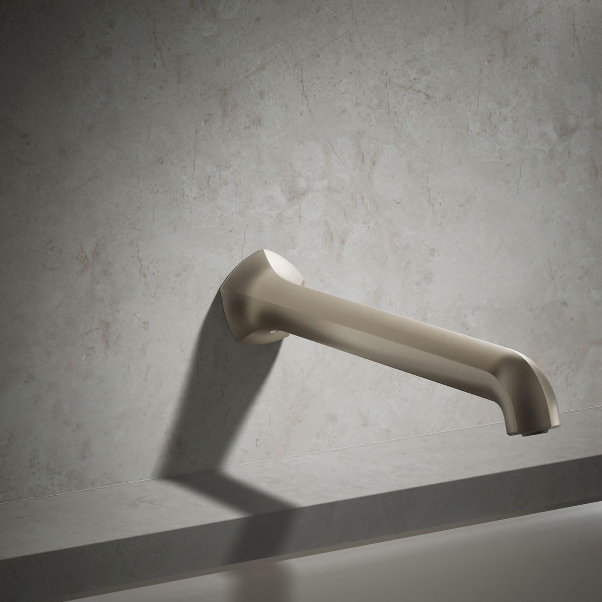 KOHLER 27115-2MB Occasion Wall-Mount 12" Bath Spout, Nondiverter Bathtub Spout with Slip-Fit Connection, Vibrant Brushed Moderne Brass