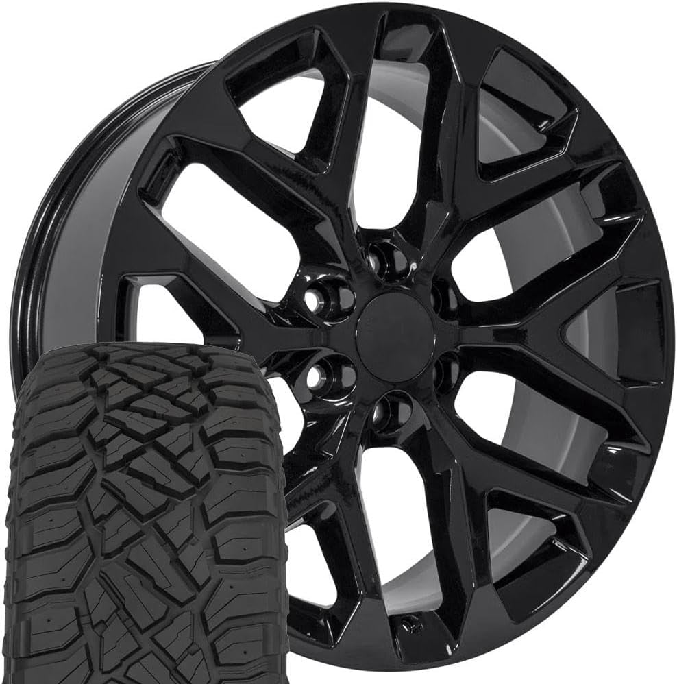 OE Wheels CV98B 22x9 Set(4) Black 6x139.7 & Sailun Tires