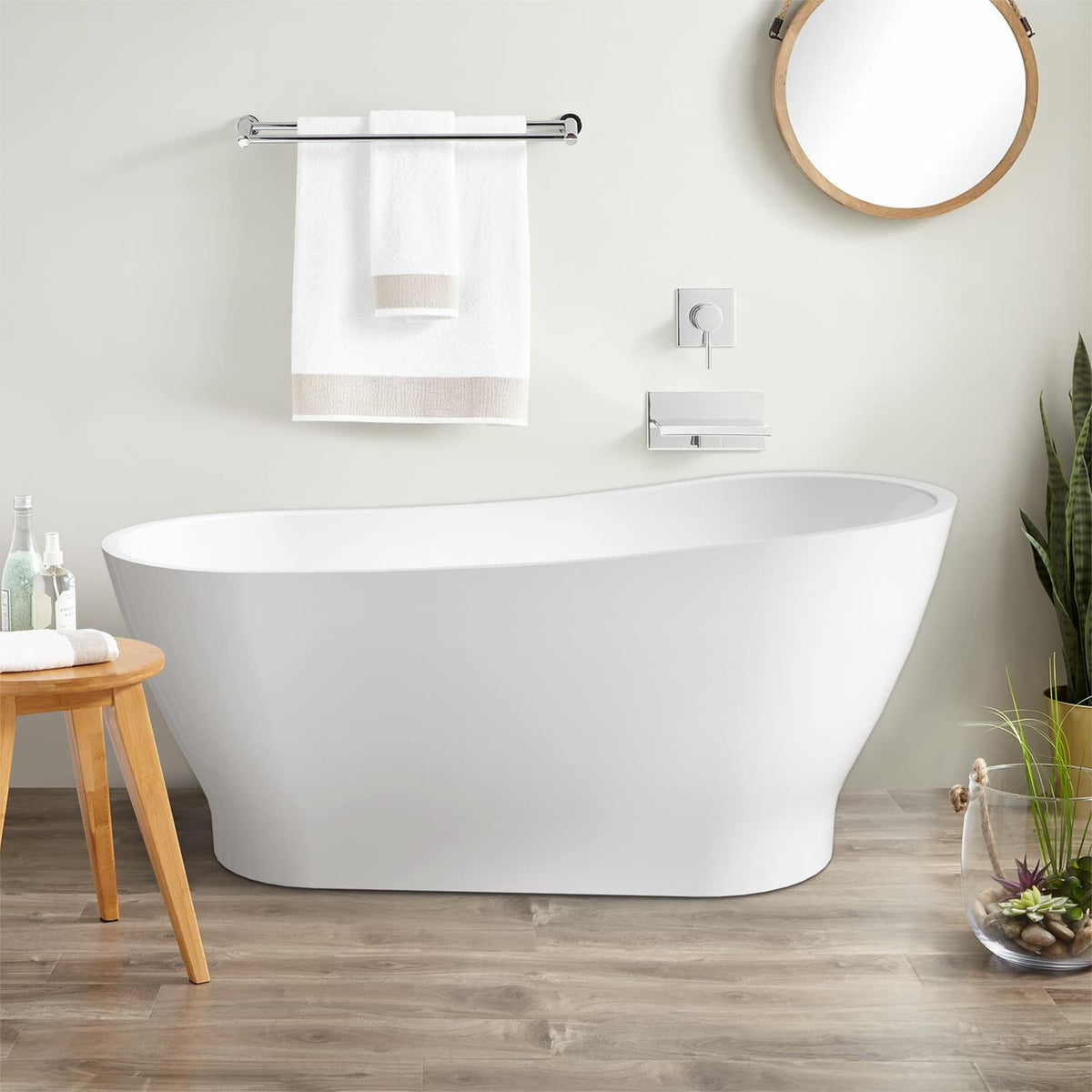 62" Lucite Acrylic Freestanding Bathtub, Double Slipper Soaking Tub