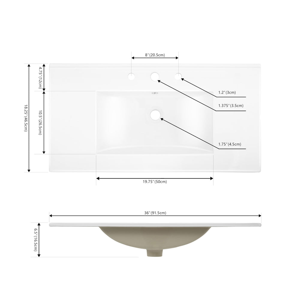 JONATHAN Y Ancillary 30" Bathroom 3-Hole Sink Top, White
