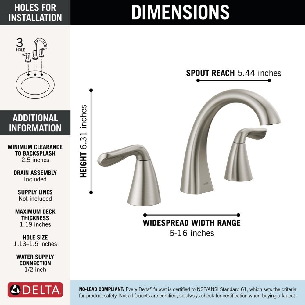 Delta Arvo Brushed Gold Faucet 3 Hole, 8 Inch Widespread Bathroom Sink Faucet for Vanity, Push-Pop Drain Assembly, Champagne Bronze 35840LF-CZ