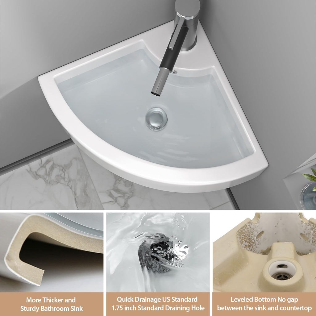 Lordear Wall Mount Bathroom Sink 21x12 Inch White Rectangle Sink with Overflow Porcelain Ceramic Floating Bathroom Vessel Sinks, Wall Hung Wash Hand Basin