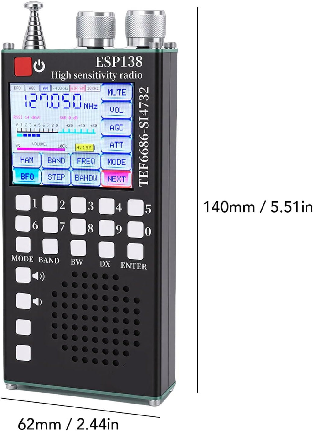 Eujgoov Full Band Radio Multiband World Band Receiver Air SSB Bluetooth Radio Dual System 2.4 Inch IPS Touchscreen Numeric Keypad Aluminum Alloy with RDS BFO for HAM Enthusiasts