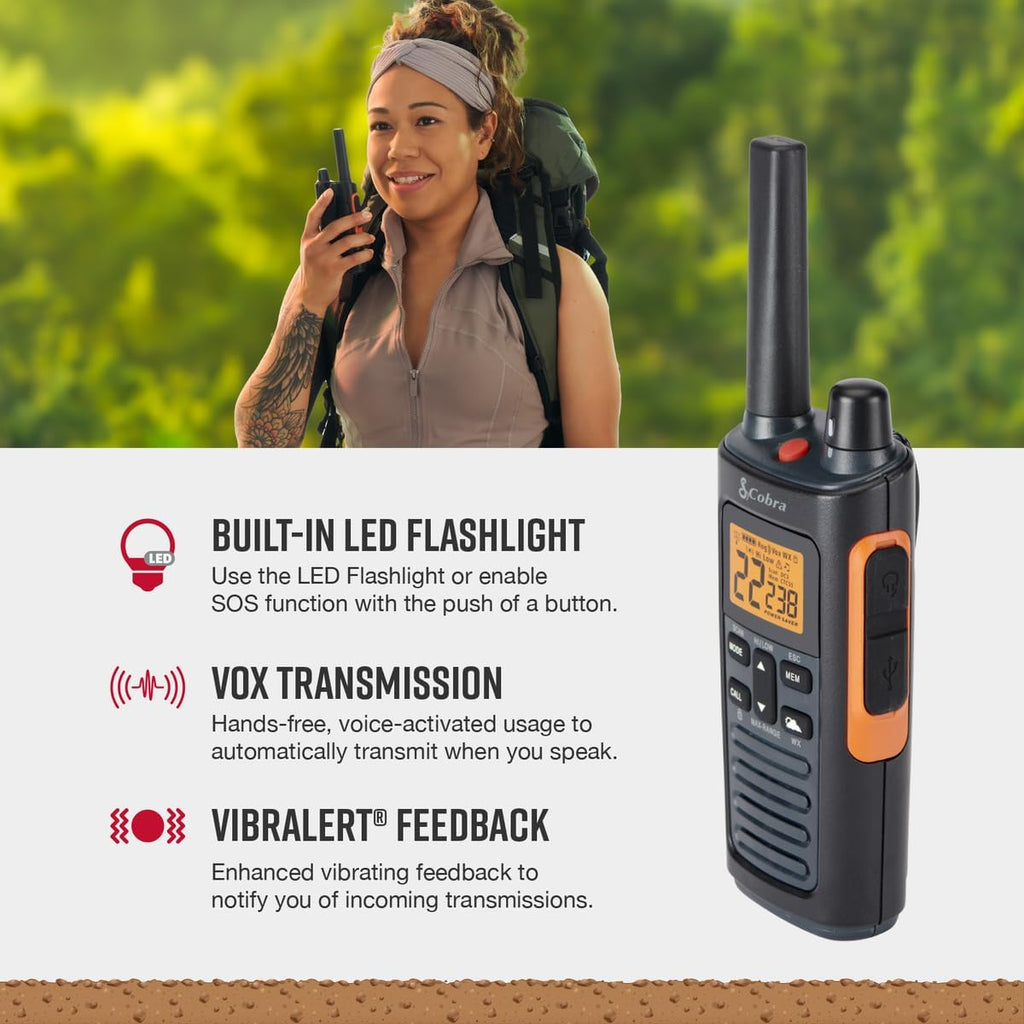 Cobra RX680 Walkie Talkies (2-Pack), IP54 Water Resistant Design
