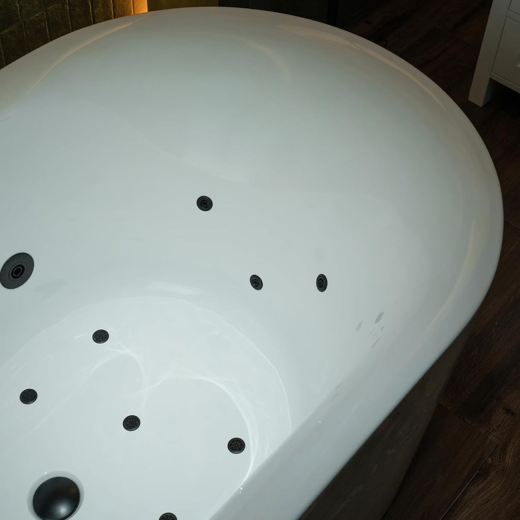 WOODBRIDGE 59" Ã 31-1/2" Compact Whirlpool & Air, Heated Soaking Bathtub