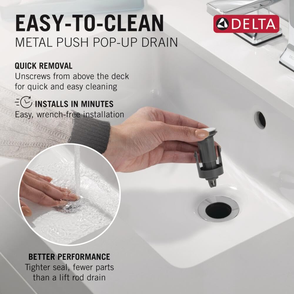 Delta Arvo Brushed Nickel Bathroom Faucet 1 Hole, Single Hole Bathroom Sink Faucet for Vanity, Push-Pop Drain Assembly, Spotshield Stainless 15840LF-SP