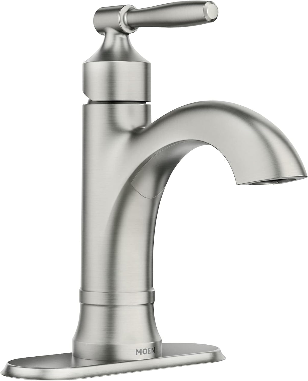 Moen Halle Spot Resist Brushed Nickel One-Handle Single Hole Bathroom Sink Faucet with Optional Deckplate, 84970SRN