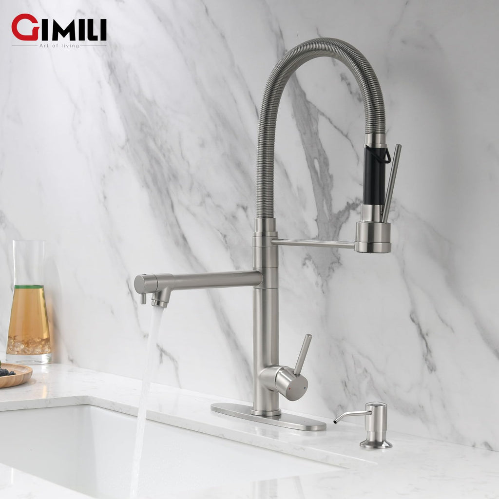 GIMILI Filter Kitchen Faucet Drinking Water Faucet 3 in 1 Brushed Nickel