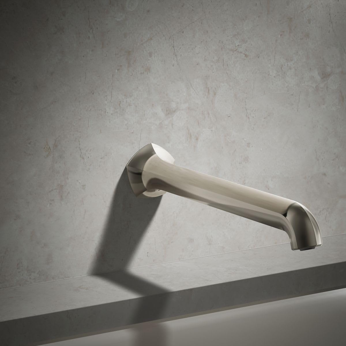 KOHLER 27115-2MB Occasion Wall-Mount 12" Bath Spout, Nondiverter Bathtub Spout with Slip-Fit Connection, Vibrant Brushed Moderne Brass