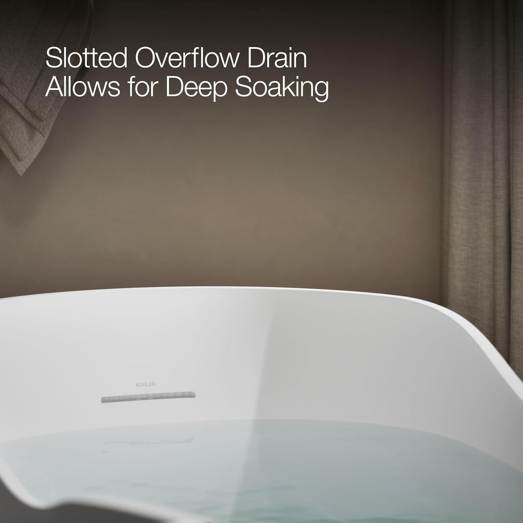 Kohler 1800-HW1 AbrazoÂ® 66" x 31-1/2" freestanding bath, Honed White