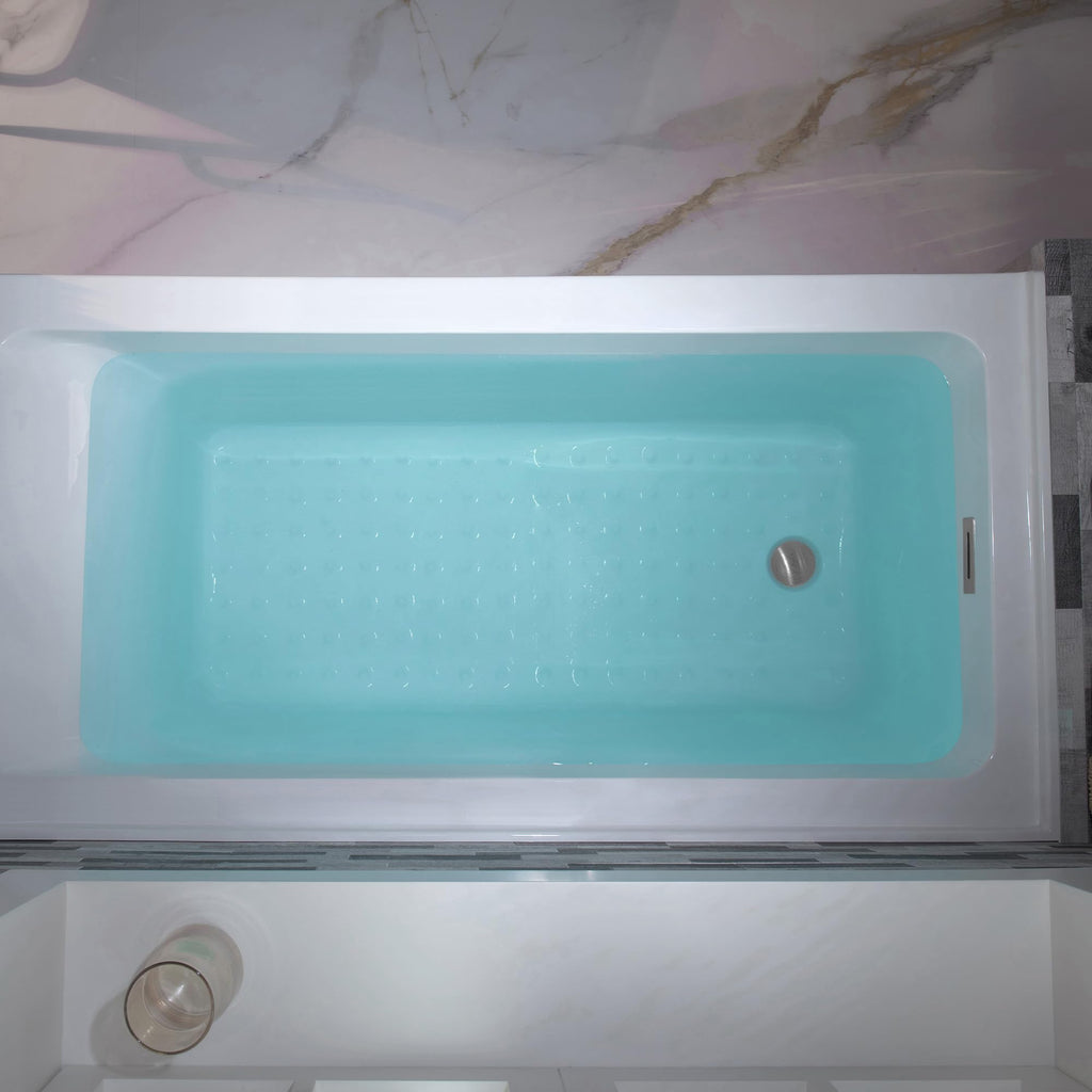 WOODBRIDGE 60" Acrylic Rectangular Alcove Soaking Bathtub in White with Left Drain, Brushed Nickel pop-up Drain Included, LB428-L