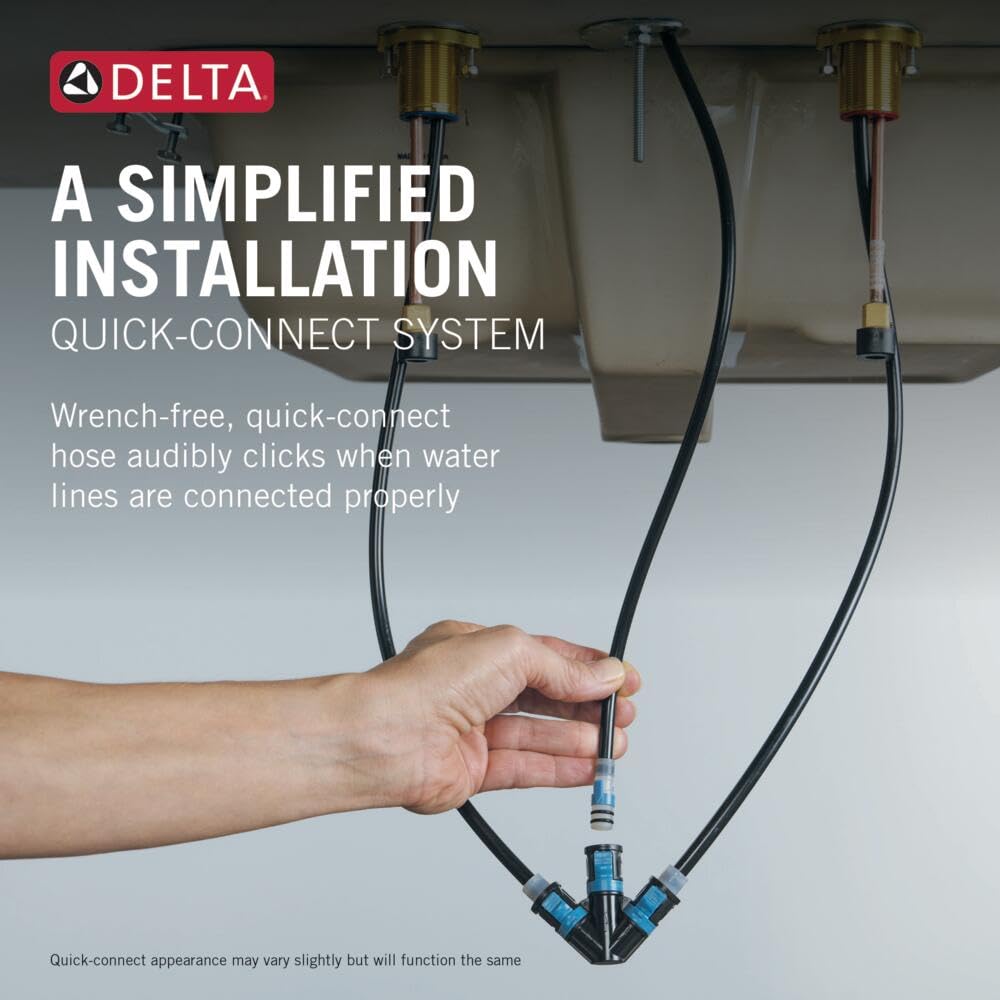 Delta Nicoli Brushed Gold Faucet 3 Hole, 8 Inch Widespread Bathroom Sink Faucet for Vanity, Push-Pop Drain Assembly, Champagne Bronze 35749LF-CZ