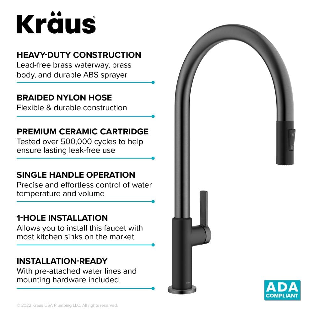 KRAUS Spot Free Stainless Steel Pull Down Kitchen Faucet KPF-2820SFS