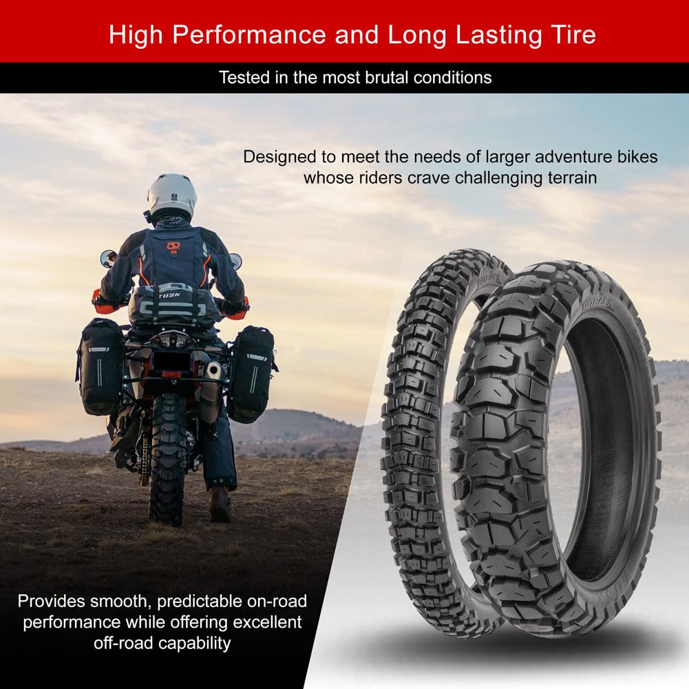 Tusk 2Track Adventure Motorcycle Tire Set ¨C 90/90-21 Front & 130/80-17 Rear ¨C Dual-Sport Off-Road Tires