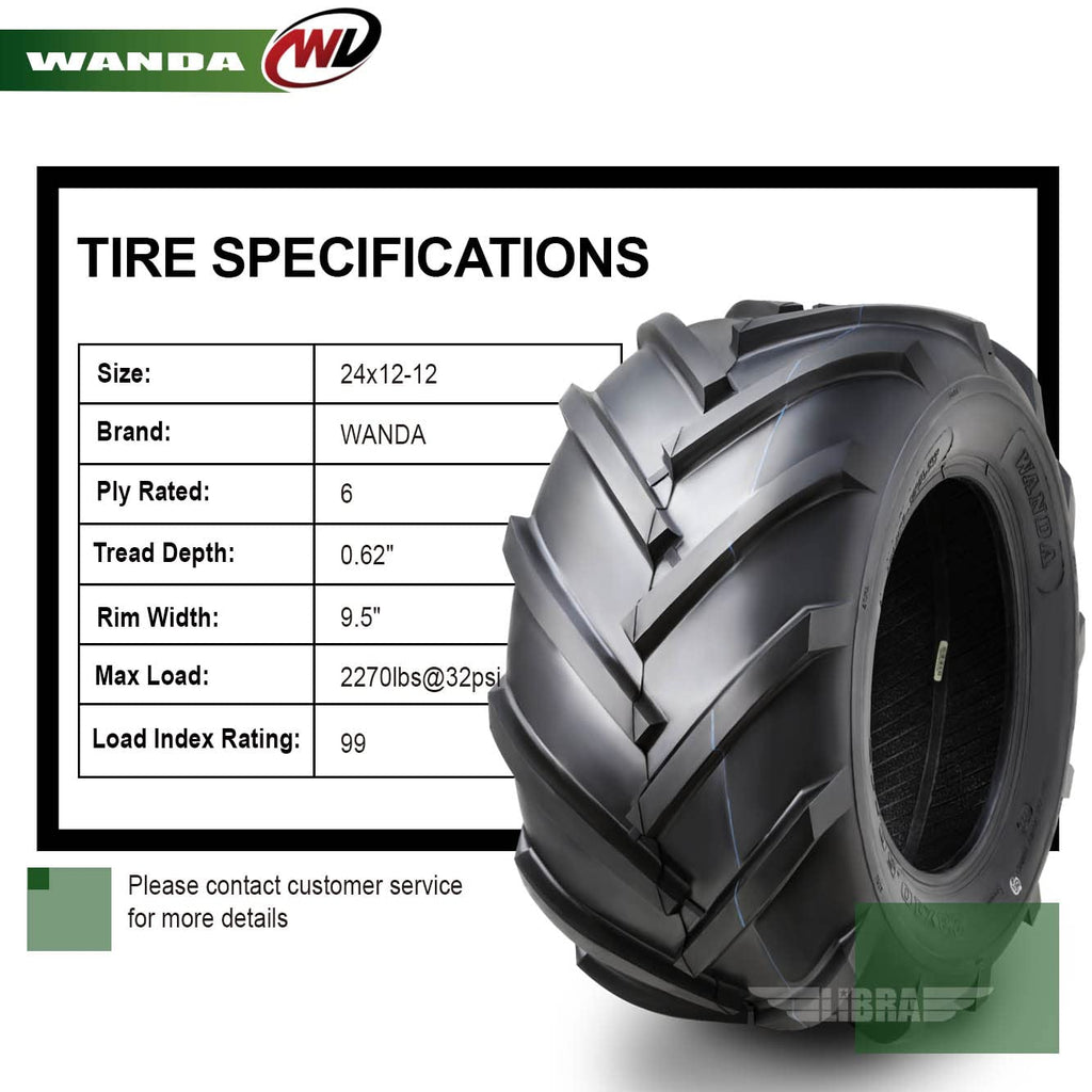 WANDA 4PC 15X6-6 & 20X10-8 Lawn Mower Tractor Tires Super Lug -13078/13071