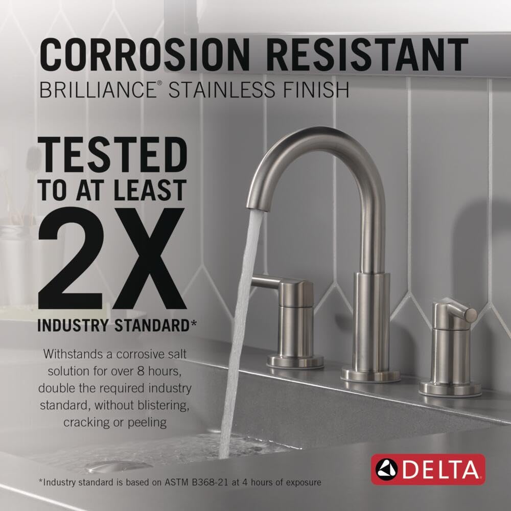 Delta Nicoli Brushed Gold Faucet 3 Hole, 8 Inch Widespread Bathroom Sink Faucet for Vanity, Push-Pop Drain Assembly, Champagne Bronze 35749LF-CZ