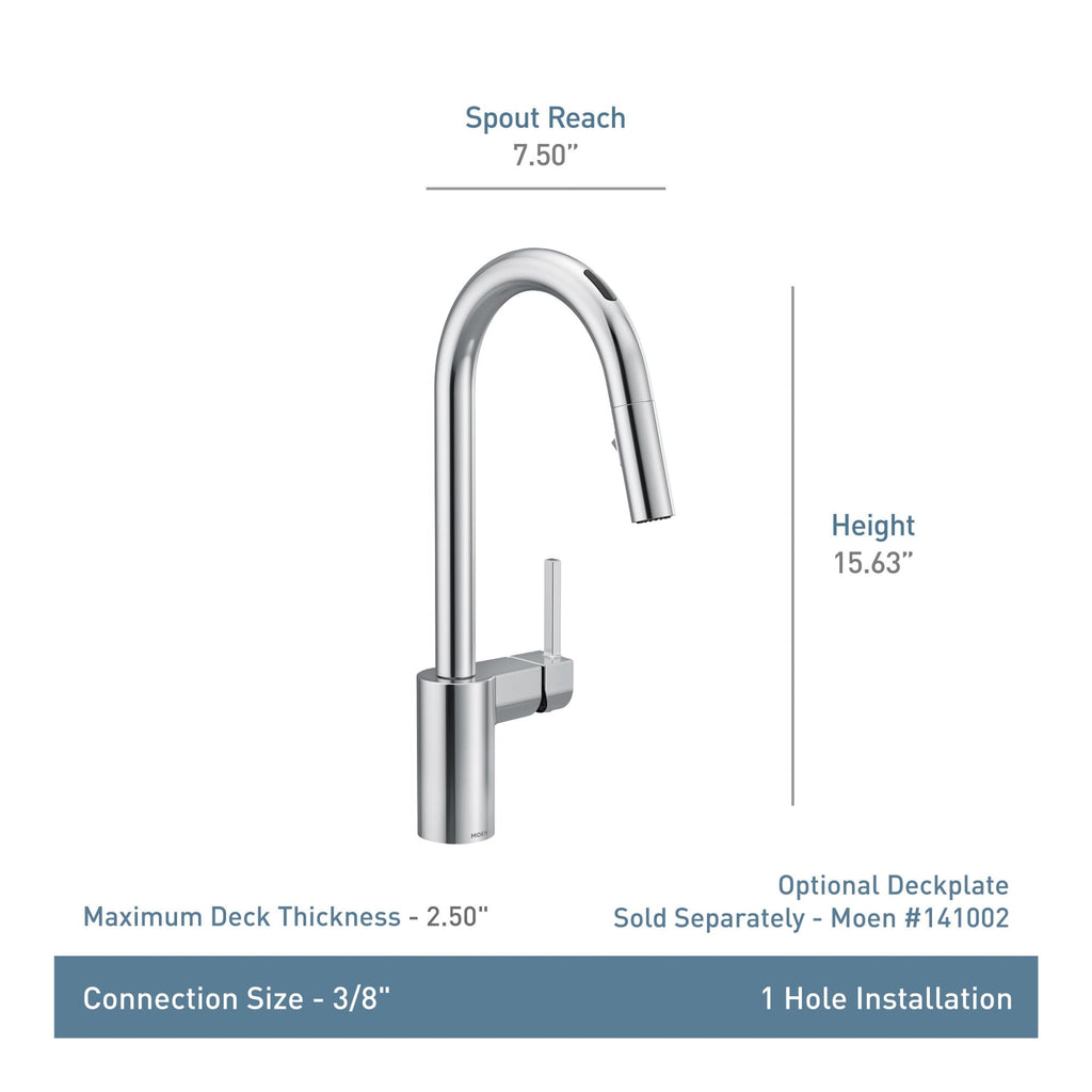 Moen Align Spot Resist Stainless Pulldown Kitchen Faucet, Single Hole, Modern Spring Style with Pre-Rinse and Power Boost Pull Down Sprayer, Easy Installation, 5923SRS