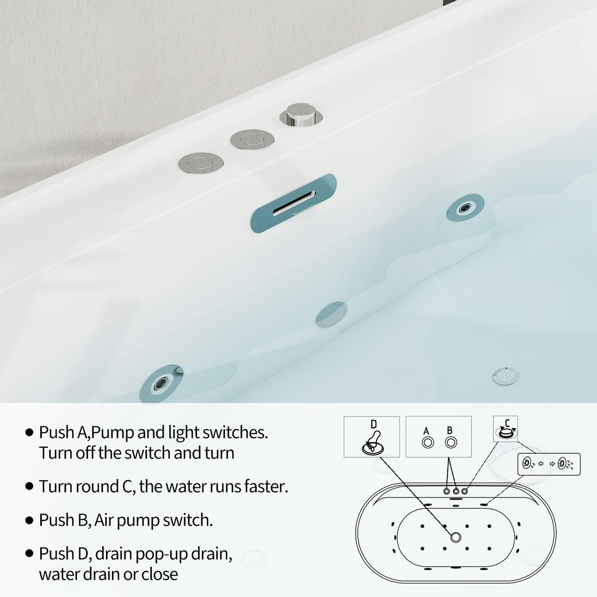 49" Acrylic Freestanding Bathtub - Japanese Square Soaking Tub with Built-in Seat & Toe-Tap Drain, Glossy White Finish, CUPC Certified