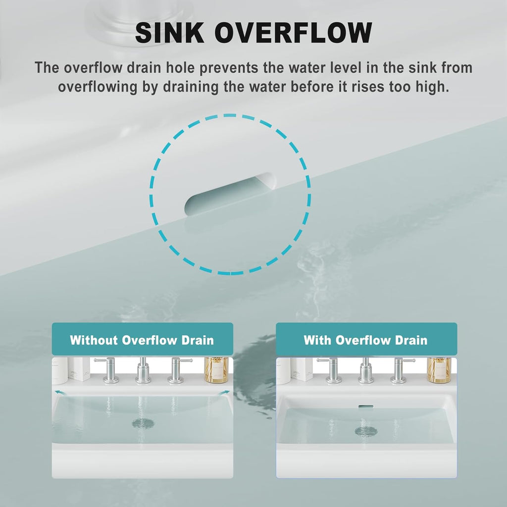 26" W X 20" D Bathroom Pedestal Sink, Rectangular White Ceramic Vanity Sink with Overflow and 3 Pre-Drilled Holes - Fits 8-Inch Faucets,Freestanding Restroom Sink Combo for Small Spaces