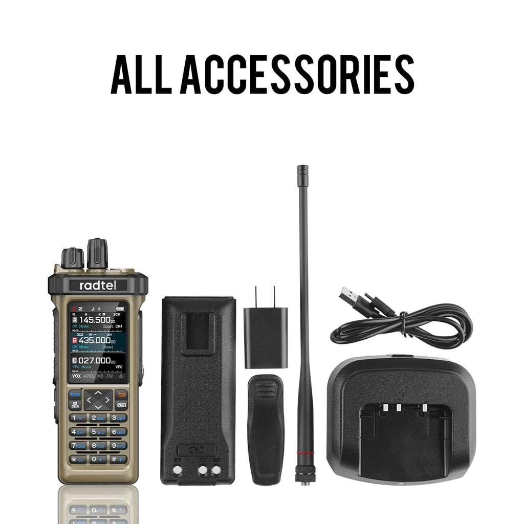 Radtel RT-950 PRO Ham Radio TX GPS/APRS, 10W Walkie Talkie Long Range Handheld Two Way Radio, AM/FM/CB/SW/MW/LW RX, Bluetooth APP Programming, NOAA, Spectrum Analyzer (with Programming Cable)
