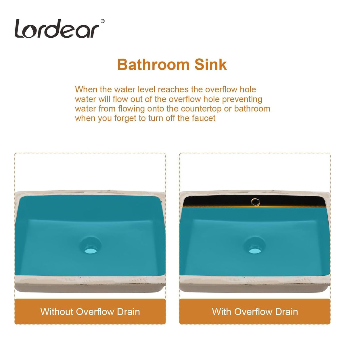 Lordear 17x12 Inch Undermount Bathroom Sink (Installation Size: 15"x10") Vanity Small Sinks Rectangle Pure White Porcelain Ceramic Bath Lavatory Vanity Sink Basin with Overflow