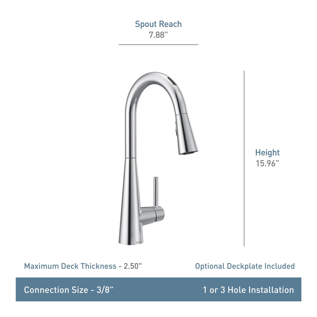 Moen Sleek Oil Rubbed Bronze One-Handle High Arc Kitchen Faucet with Pulldown Sprayer Featuring Power Boost for a Faster Clean, 7864ORB
