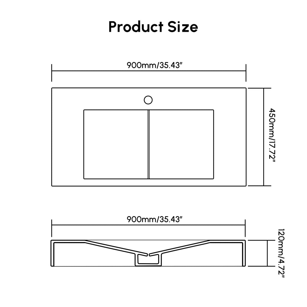 47'' Bathroom Vessel Sink Double-Bowl Bathroom Sink Wall Mounted Trough Floating Sink in Matte White