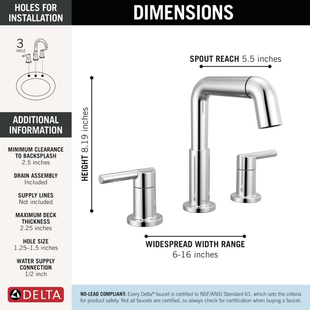 Delta Nicoli Brushed Gold Faucet 3 Hole, 8 Inch Widespread Bathroom Sink Faucet for Vanity, Push-Pop Drain Assembly, Champagne Bronze 35849LF-CZ