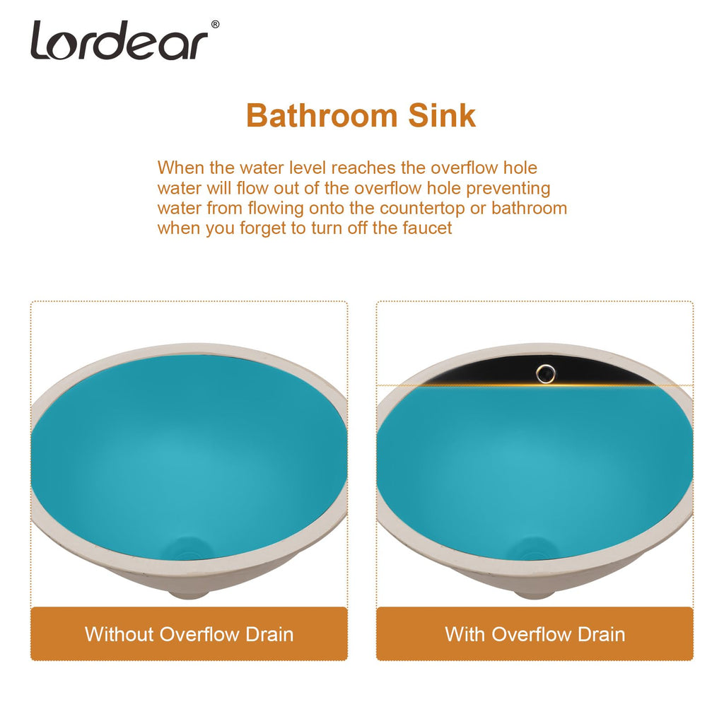 Lordear 17x12 Inch Undermount Bathroom Sink (Installation Size: 15"x10") Vanity Small Sinks Rectangle Pure White Porcelain Ceramic Bath Lavatory Vanity Sink Basin with Overflow